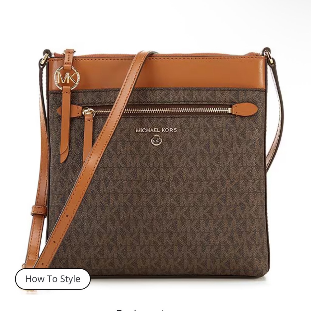 Michael Kors Signature Jet Set Small North South Flat Crossbody Bag